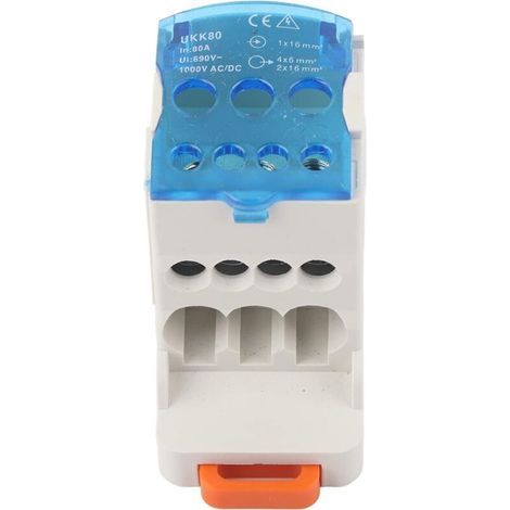 Boîte de dérivation électrique 16mm² – Bornier en cuivre – Installation rapide sur rail DIN – Résistante aux hautes températures (1/5)