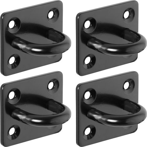 SOTECH Befestigungsöse Zurröse für Sonnensegel, Sandsack, Seilzug 40x 35 mm Ankerplatte aus V2A Edelstahl SS304 schwarz, 4x