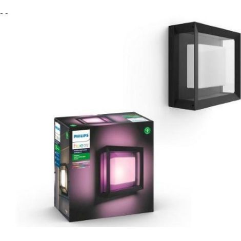Philips Hue White and Color Ambiance Econic, Lampada Smart LED da Parete per Esterni, Led Integrato, 15W, Nero