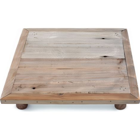 Deko Blumenteller natur quadratisch - 30 x 30 cm - Holz Pflanzenhocker mit 4 Füßen - Dekohocker Blumenständer
