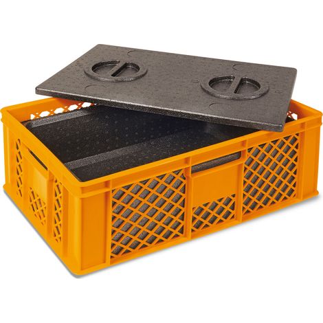 BRB Corbeille empilable avec boîte isolante EPP, L x l x H 600 x 400 x 240 mm, orange