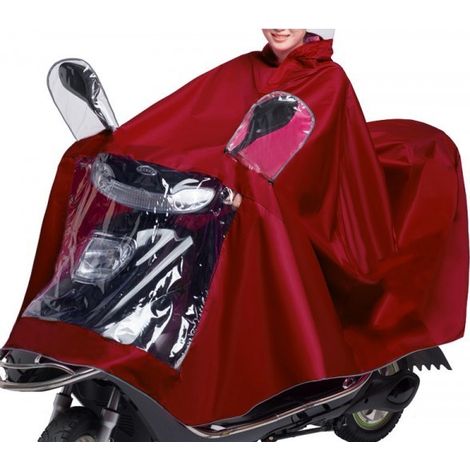 Veste imperméable pour la pluie moto et vélo unisexe avec visière réfléchissante  Couleur: Rouge