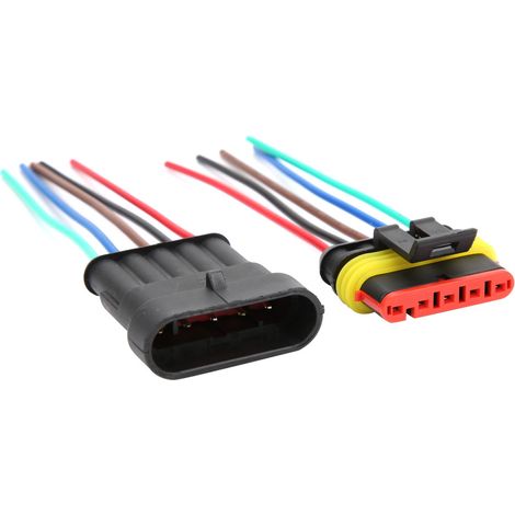 2 Kits Fiche Connecteur Électrique Étanche Voiture 4/5/6 Broches avec Câble 5P (1/5)