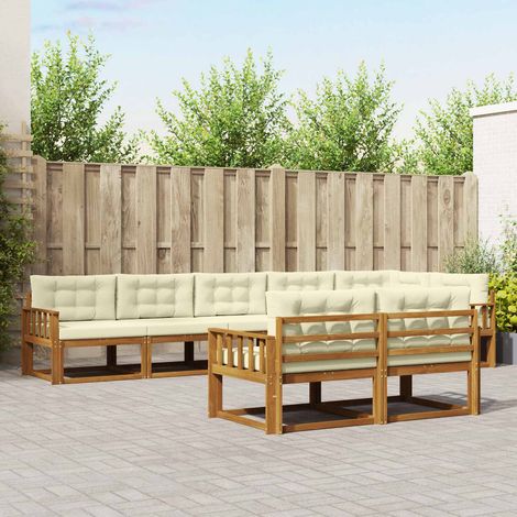 Outdoor-Sofagarnitur mit Kissen 8 pcs Natur und Creme (1/5)