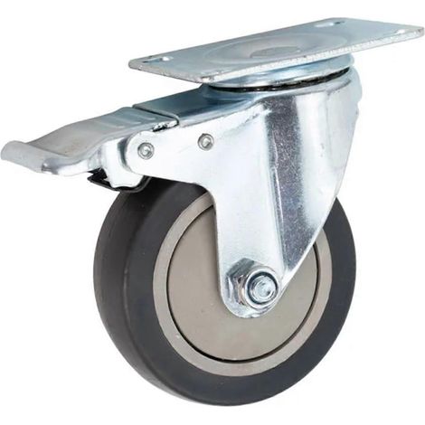 Roulette pivotante galvanisée de 7,6 cm (3 pouces), fixation sur plaque pour chariots, rotation à 360° (1/3)