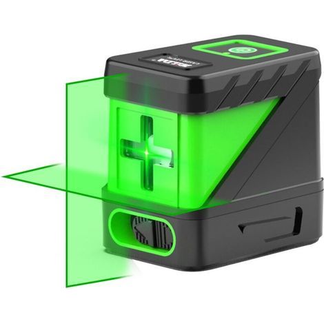 Niveau laser vert, 2 lignes croisées, rotation 360 degrés, précision ±0,2 mm/m, 505-550 nm, IP 54, plage d'auto-nivellement ± 3° (1/5)
