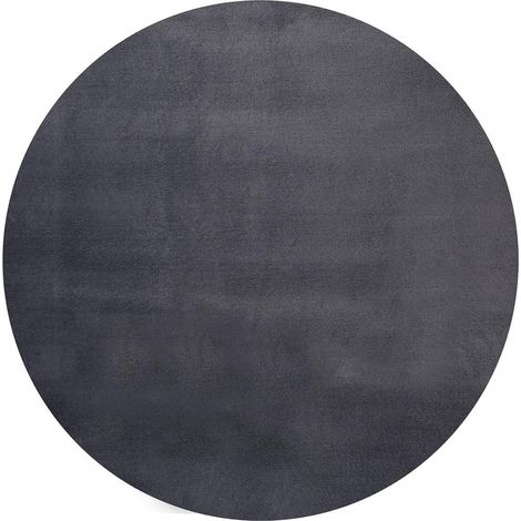 FLOORNOVO Hochflor Teppich rund einfarbig - Ø 117 cm - Besonders Weicher Teppich Wohnzimmer & Badezimmerteppich - Pflegeleicht - vielseitig einsetzbar im Innenbereich (1/2)