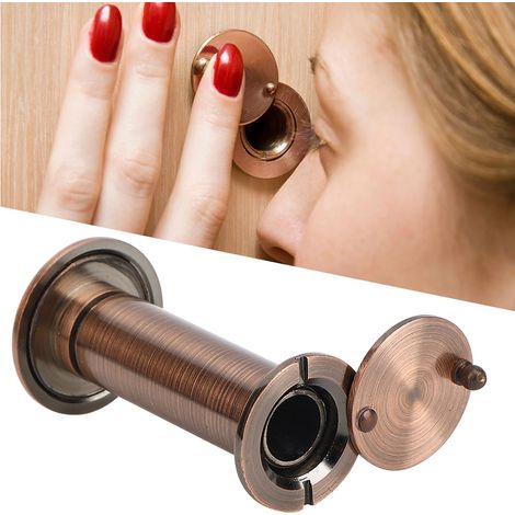 Viseur de porte sécurité anti-effraction 220° avec cache arrière pour maison alliage bronze rouge (1/5)