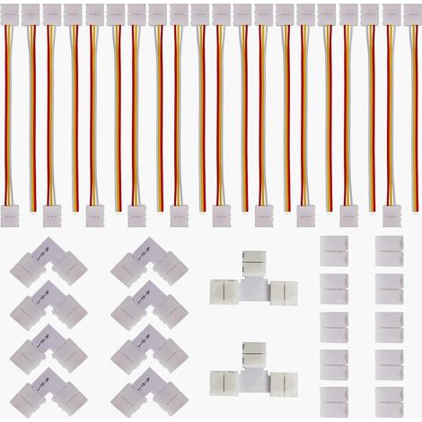 3 Pin Connecteur LED Bande Flexible Câble Adaptateur Jumper, Forme de L & T Raccord d'angle, Forme de 10mm LED Bande de Connecteur pour Bande Lumineuse WS2811 et WS2812b