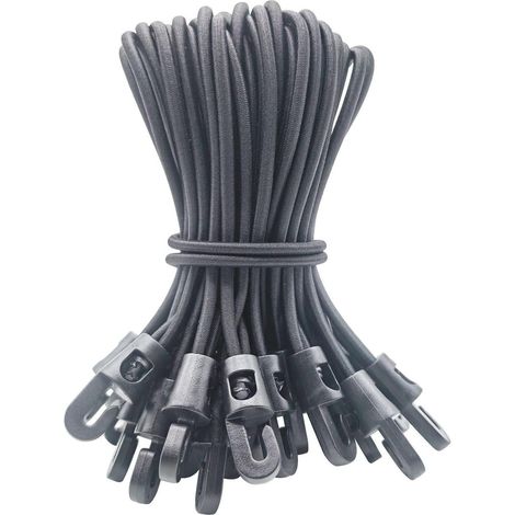 Spanngummis mit Haken 25 Stück, 15 cm, Schwarz (1/5)