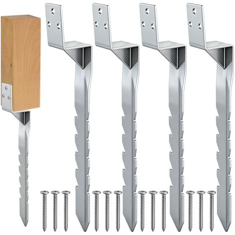 Set of 4 Ground Anchor Swing Anchors, Hot-Dip Galvanized Fence Anchor, Push (1/3)