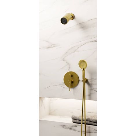 Conj. Empotr. Monomando Sirio Oro + Rociador Minimal - GME