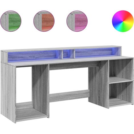 Maison Exclusive - LED-Schreibtisch Grau Sonoma 200x55x91 cm Holz