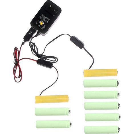 Adaptateur Secteur 1.5V à 12V pour Piles AAA LR03 AM4 - Remplace 1 à 8 Piles - Alimentation US (1/4)
