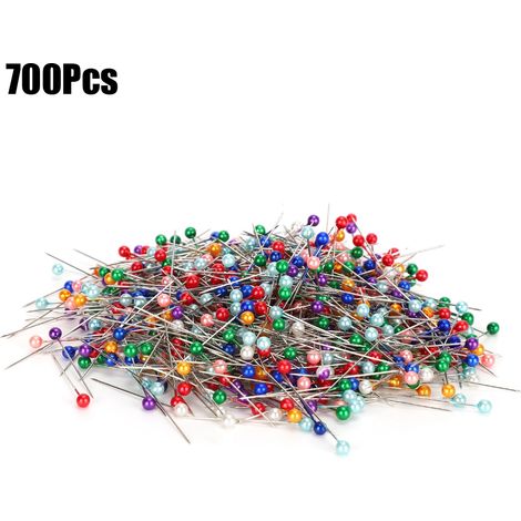 700 Épingles de Couture à Tête Ronde, Aiguilles de Positionnement pour Machine à Coudre, Épingles à Fleurs, Lot de 700, Tête Perlée (1/5)