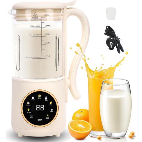 Machine à lait végétal, lait végétal, machine à lait végétal automatique à noix 1400 ml, machine à lait végétal maison, ne contient pas de lactose, d'avoine, de soja, de noix, de fruits