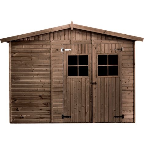 Abri de jardin en bois traité, 298x298, ep 19mm, INT007, surface utile 8.29m² (1/3)