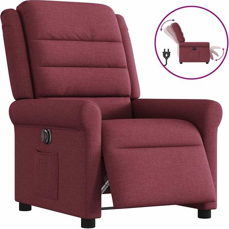 vidaXL Sillón reclinable eléctrico tela rojo tinto (1/5)