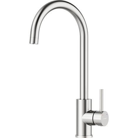 robinet cuisine brossé,mitigeur cuisine à poignée unique,robinet de cuisine chaud et froid en acier Inoxydable 304,robinet evier de cuisine,Rotation à 360°,avec Tuyau G3/8 x M10 (1/5)