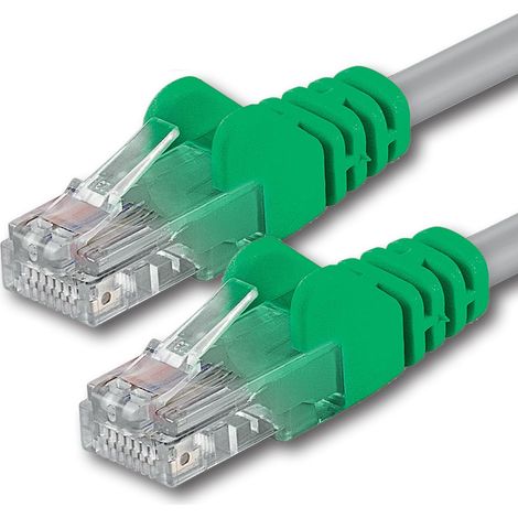 Câble Réseau CAT5e - 2m - UTP Vert-Gris - Connecteur RJ45 Cross - Pour Box Internet (1/3)