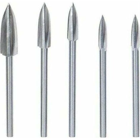 Ulisem 5 Pièces Fraise Outils De Sculpture Gravure Foret Ensemble Bois Carbure Solide Meulage Fraise En Acier Couteau Pour Bricolage Travail Du Bois Sculpture Gravure Et Forage Argent (1/5)