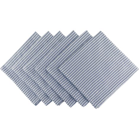 Serviette de Table rayée en Coton Seersucker pour Brunch, Mariages, douches, fêtes et Utilisation Quotidienne, Bleu, Napkin Set (1/5)