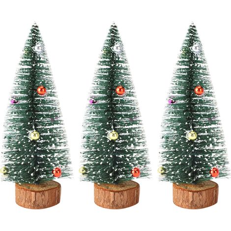 Lot de 3 mini sapins de Noël décoratifs pour la maison ou le magasin, hauteur 25 cm (1/5)