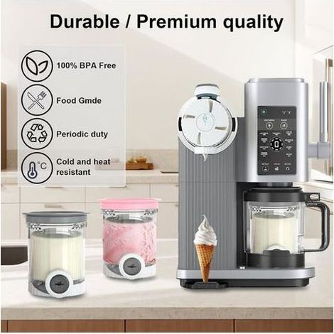 Lot de 4 Pots à Glace Compatibles pour Ninja NC700 NC701 - Récipients pour Pintes Ninja Creami Swirl et Couvercle - Sans BPA