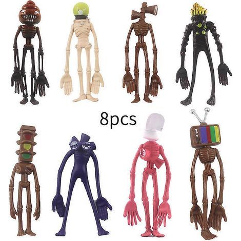 Lot de 8 figurines Siren Head - Décoration de gâteau, de bureau et accessoires pour fêtes d'anniversaire d'enfants (1/4)