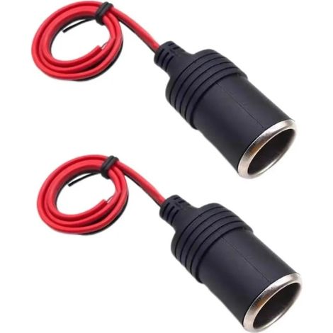 Lot de 2 prises femelles pré-câblées pour allume-cigare de voiture 12 V, 10 A, 13,78 pouces, avec fiche d'alimentation pré-dénudée pour le remplacement ou l'ajout d'une alimentation 12 V CC dans les v (1/5)