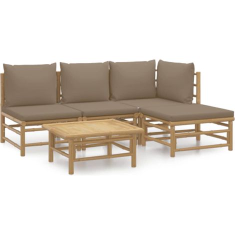 Maison Exclusive - Set Salotto da Giardino 5pz con Cuscini Tortora Bambù