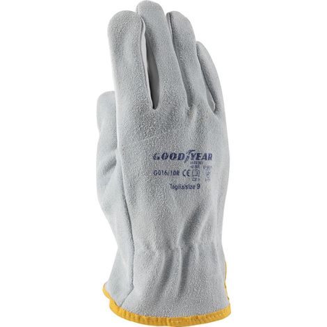 Goodyear Guanti in pelle pieno fiore e crosta taglia 9 colore bianco, guanti da lavoro (1/4)