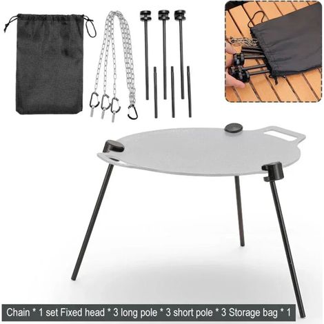 Kit de 10 grils détachables : trépied vertical pour barbecue, plateau de support triangulaire, trépied en alliage d'aluminium, gril de cuisson portable pour extérieur. (1/5)