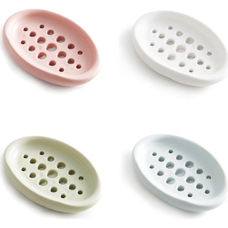 Porte-savon en silicone Support de rangement Plateau à vaisselle Vidange Porte-savon Accessoires de salle de bain 1pc (Bleu) (1/5)