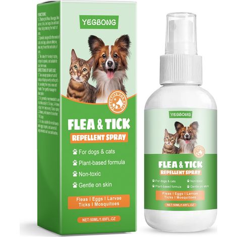 Spray antiparasitaire externe pour animaux de compagnie, spray nettoyant doux contre les acariens et les puces, soin du pelage – 50 ml (1/5)