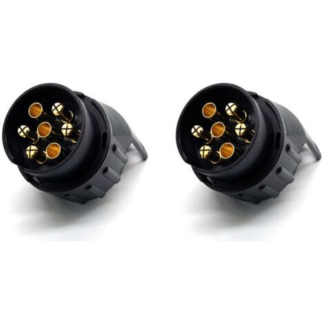2 pack 7/13 Adaptateur Prise Remorque 7 vers 13 Broches Connecteur Fiche Attelage 7 Pole a 13 Pin pour Remorque de Voiture, Tracteur, Caravane, Porte-vélo