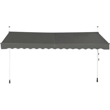 Auvent rétractable 400 x 300 cm avec manivelle ajustable design moderne en aluminium gris