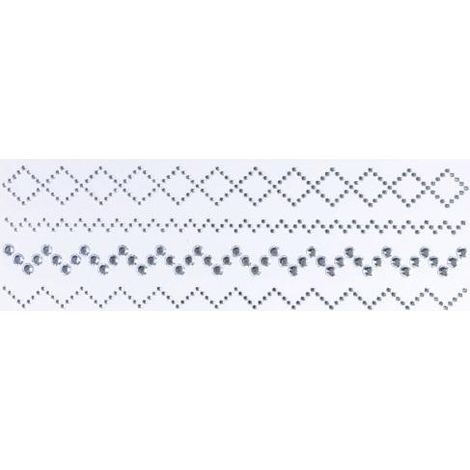 Rayas plateadas autoadhesivas con pedrería, 30 cm