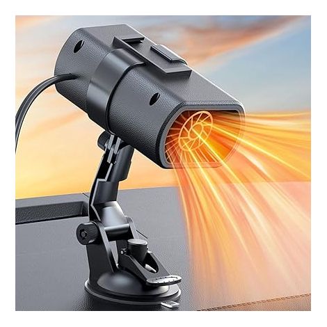 Calefactor para coche, 12V 200W, calentamiento rápido, portátil, toma de mechero con ventosa, desempañador de parabrisas