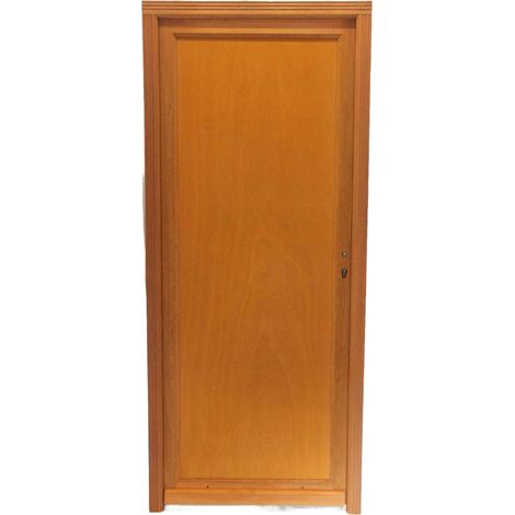 Gd Menuiseries – Porte de service bois pleine Armagos H200 x L90 cm – Ouverture à gauche – Design pleine hauteur pour sécurité optimale (1/5)