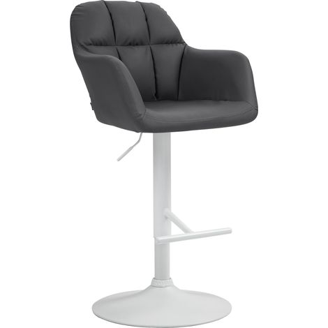 Taburete de bar Natoma en polipiel Negro Metal blanco mate