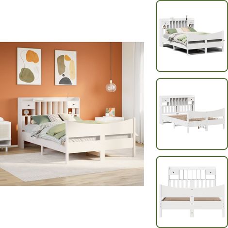 Cama de pino - vidaXL Estructura de cama sin colchón madera de pino blanca 140x200 cm - Cabecero de cama