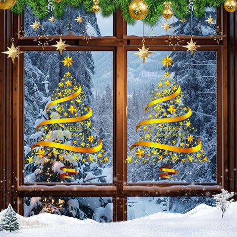 Noël Autocollants Fenetre Grand Sapin de Noël Stickers Noel Fenetre Electrostatique Stickers (1/5)