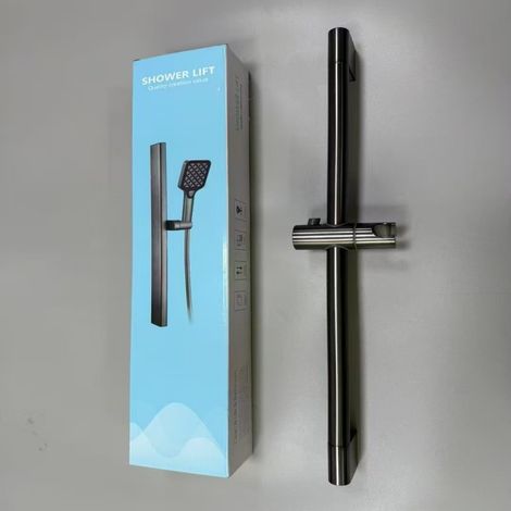 304 Stainless Steel Shower Rod, Shower Head Base, Lifting Rod, Simple Gunmetal Gray Bathroom Shower Head Bracket, Hotel Project Opening -- Stainless Steel Gunmetal Gray Round Rod