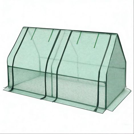Mini invernadero de jardín de acero y PE 140 g/m² 180 x 90 x 90 cm verde (1/5)
