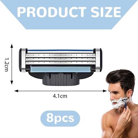 One Blade Lames, 8 Pièces Lames De Rasoir 3 Couches Bleu Noir Pour Rasage Précis Et Doux (1/4)