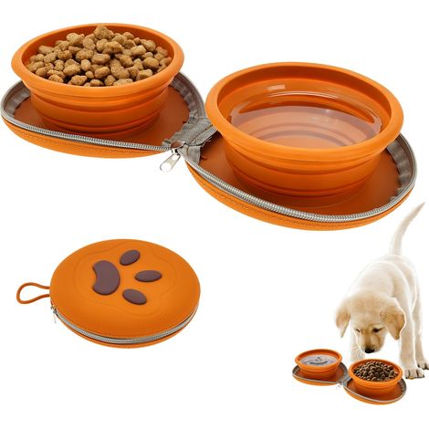 Gamelles pliables 2-en-1 pour chien - Gamelle pliable avec couvercle - Gamelles de voyage pour chien - Gamelle pliable pour chien (1/5)