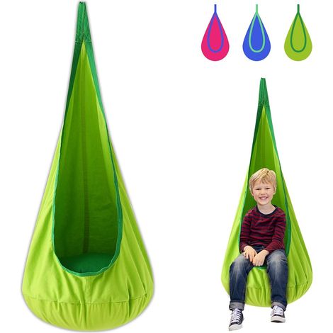 1 Fauteuil suspendu, hamac coton, coussin air, intérieur extérieur, enfant (1/5)