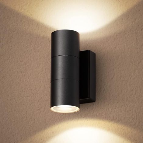 LED Applique Murale Exterieur Moderne 10W, IP65 Etanche Luminaire Lampe Extérieur, GU10 Éclairage Mural Aluminium 3000K Jardin Garage Terrasse Entrée, Lumiere Exterieure Blanc Chaud, Noir (1/5)