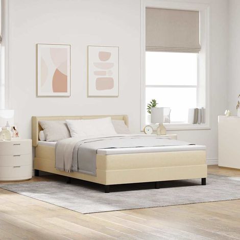 vidaXL Lit à ressorts avec tête de lit Crème 200 x 160 cm tissu (1/5)